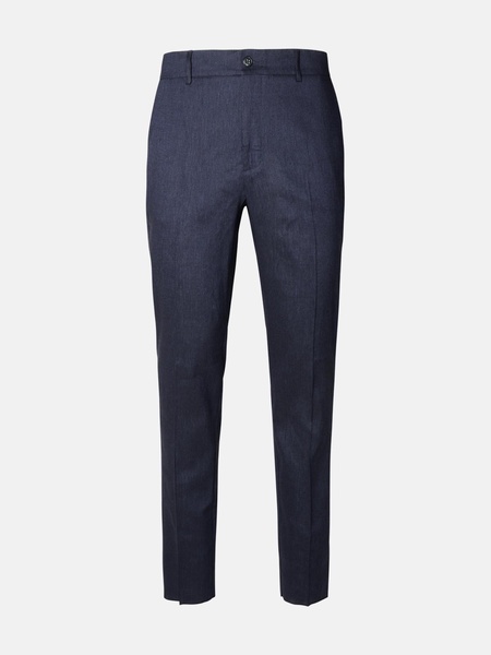 BLUE LINEN BLEND TROUSERS