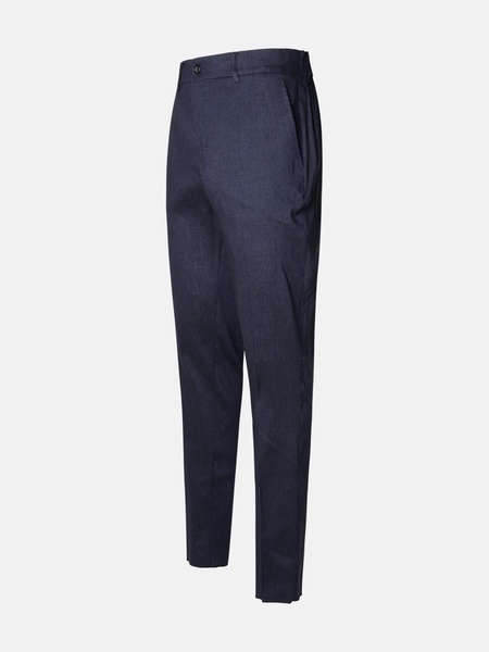 BLUE LINEN BLEND TROUSERS