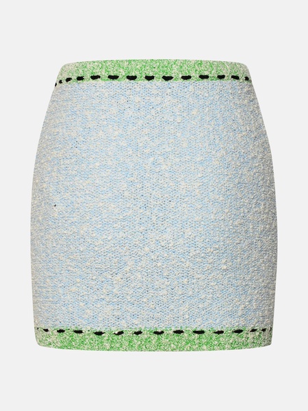 LIGHT BLUE COTTON BLEND MINISKIRT