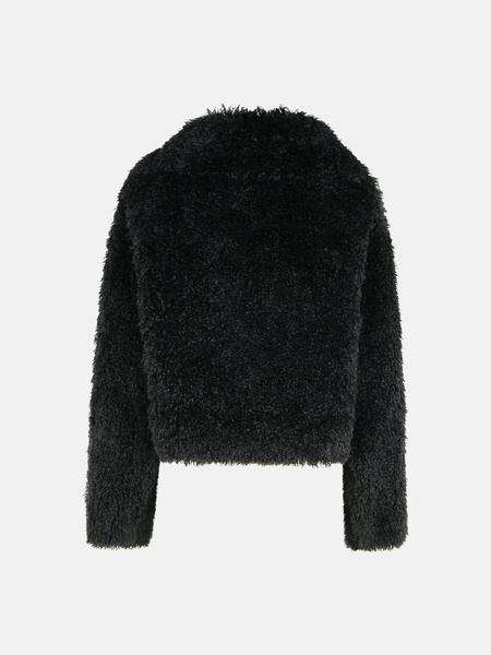 'SAMARA' BLACK POLYESTER FAUX FUR COAT