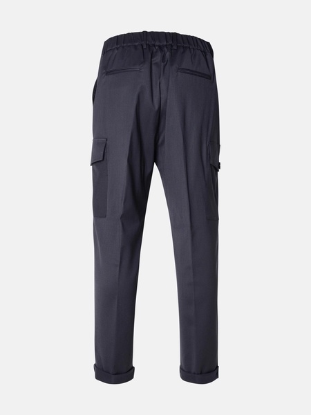 BLUE WOOL BLEND TROUSERS