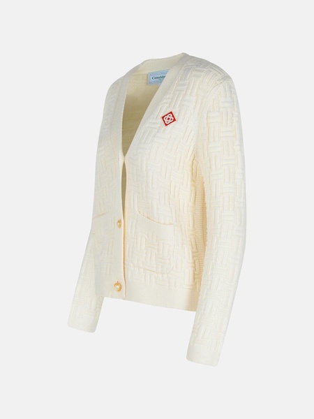 WHITE WOOL CARDIGAN