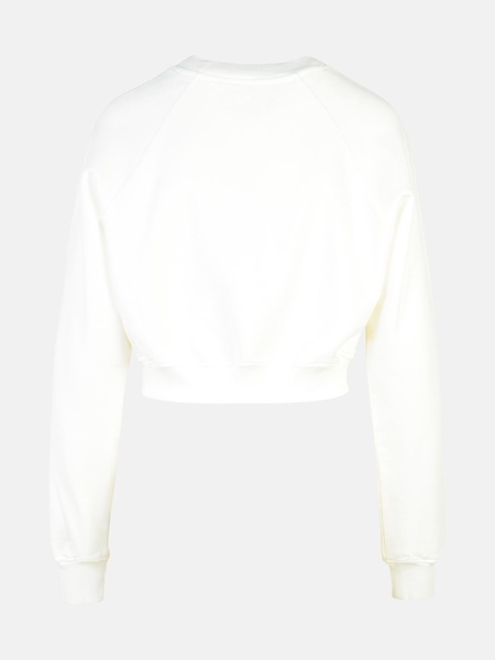 'CROP' WHITE COTTON SWEATSHIRT