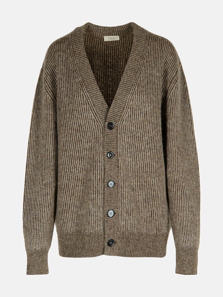 BROWN WOOL BLEND CARDIGAN