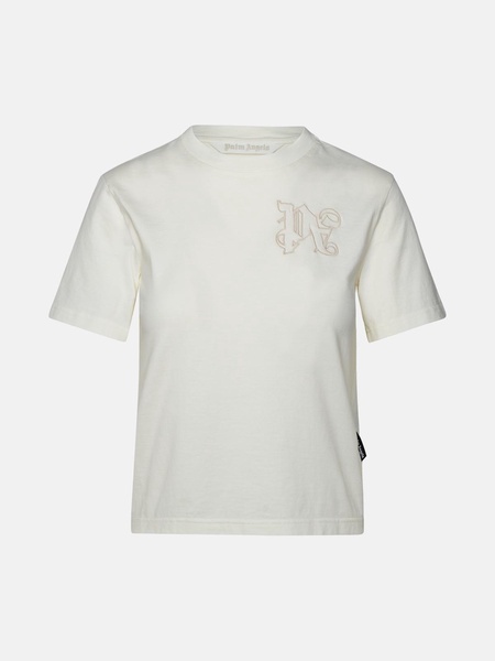 'MONOGRAM' IVORY COTTON T-SHIRT