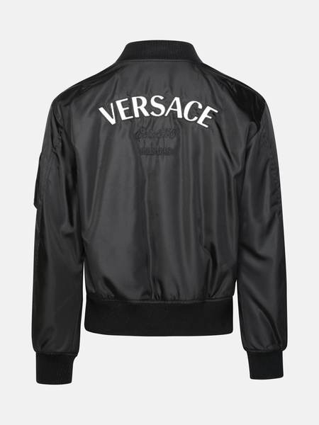 BLACK NYLON BOMBER JACKET