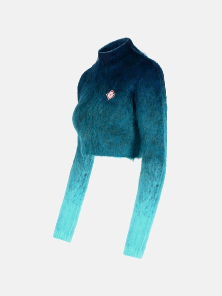 NAVY MOHAIR BLEND TURTLENECK SWEATER