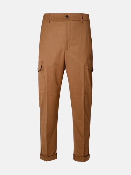 BROWN WOOL BLEND TROUSERS