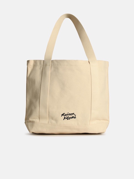 'FOX HEAD' LIGHT BEIGE COTTON SHOPPING BAG