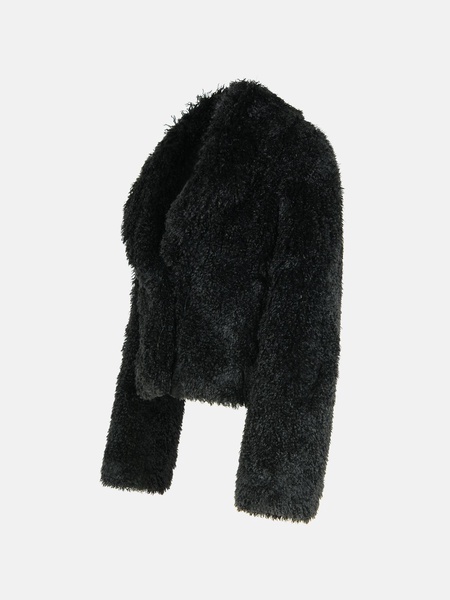 'SAMARA' BLACK POLYESTER FAUX FUR COAT