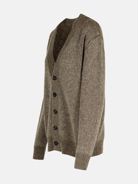 BROWN WOOL BLEND CARDIGAN