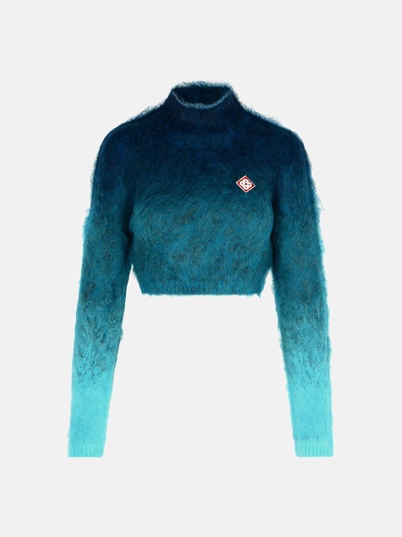 NAVY MOHAIR BLEND TURTLENECK SWEATER