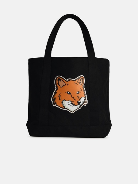 'FOX HEAD' BLACK COTTON SHOPPING BAG