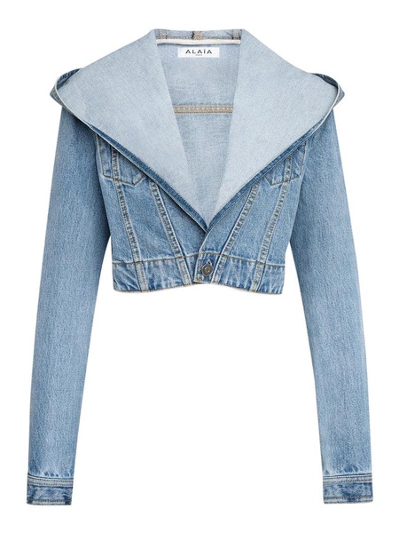 Alaia Women Short Jacket With Hood In Sky Denim