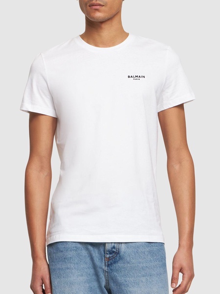 Flocked logo organic cotton t-shirt