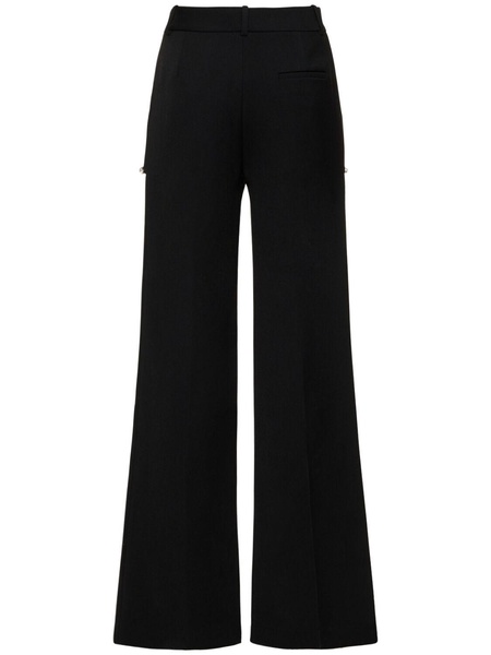 Embellished wool wide pants