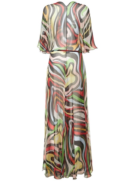 Silk chiffon Marmo print robe dress