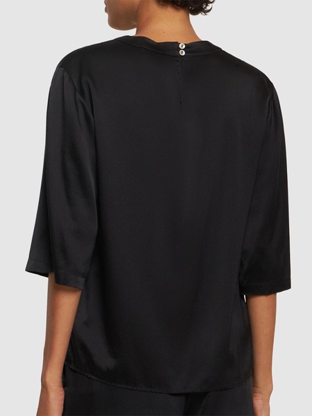 Stretch heavy silk satin t-shirt