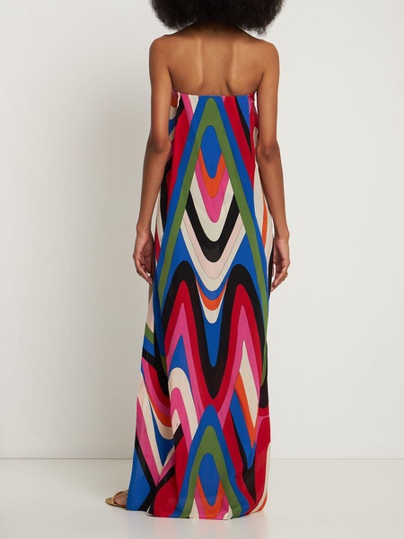 Silk Moiré printed long dress