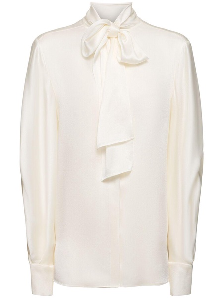 Bow neck satin shirt