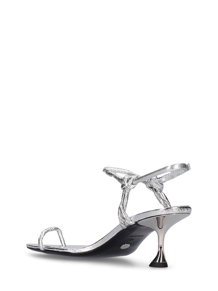 65mm Metallic leather toe ring sandals