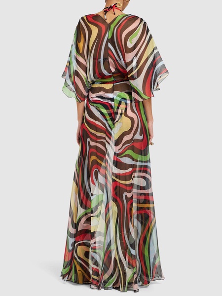 Silk chiffon Marmo print robe dress