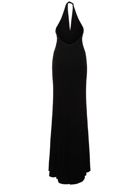 Long draped jersey halter dress