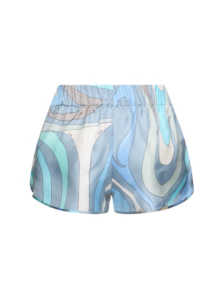 Printed silk twill shorts