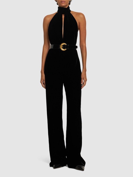 Stretch velvet jumpsuit