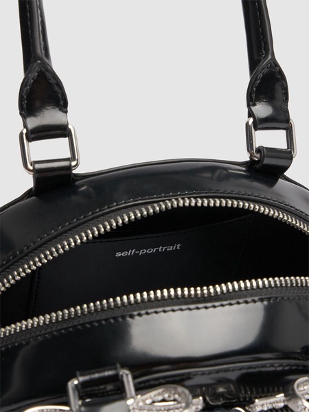 Mini leather curved top handle bag