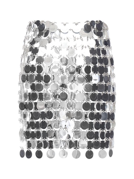 Round sequined mesh mini skirt