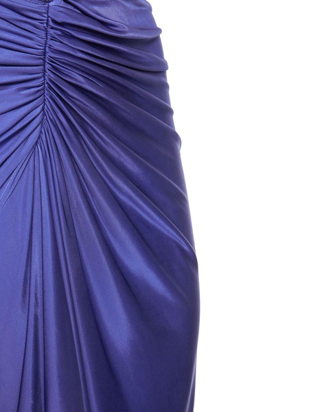 Deep v neck jersey slit midi dress