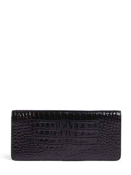 Shiny embossed leather clutch