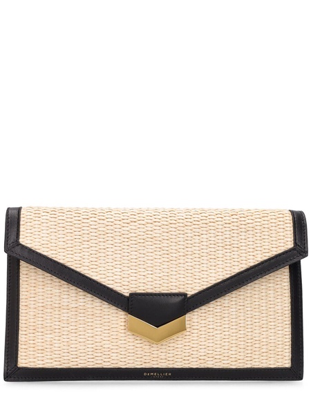 London raffia & smooth leather clutch