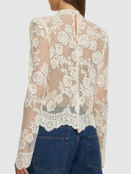 Embellished lace shirt