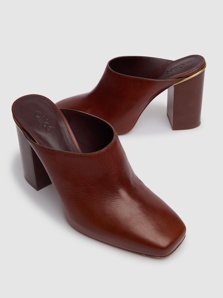 100mm Ambre leather mules