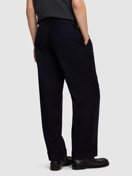 Cuffed two-tuck wool pants