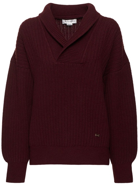 Shawl-neck wool sweater