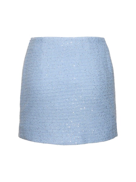 Sequined tweed draped mini skirt