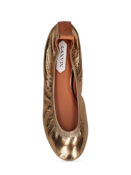 Laminated leather ballerina flats