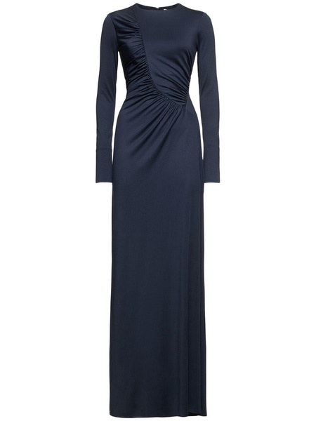 Ruched fluid jersey long dress