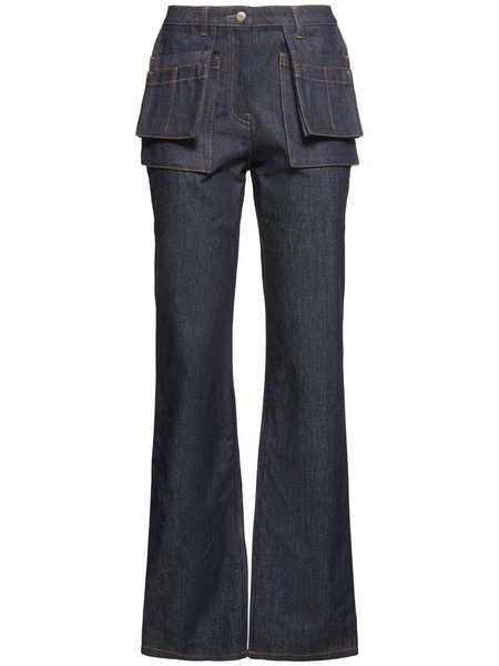 Utility denim straight jeans