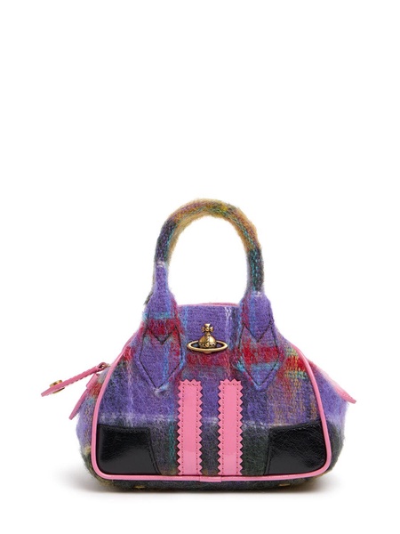 Mini Yasmin tartan mohair chain bag