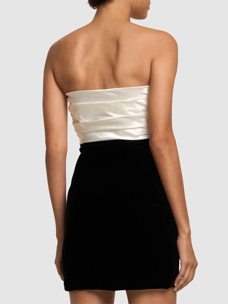 Strapless velvet mini bustier dress