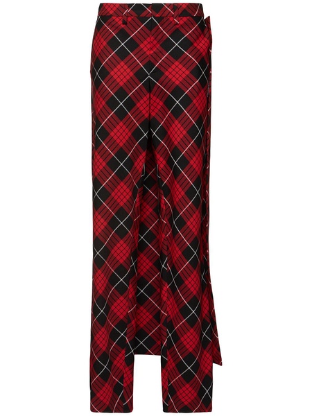 Tartan pants w/ long skirt panel