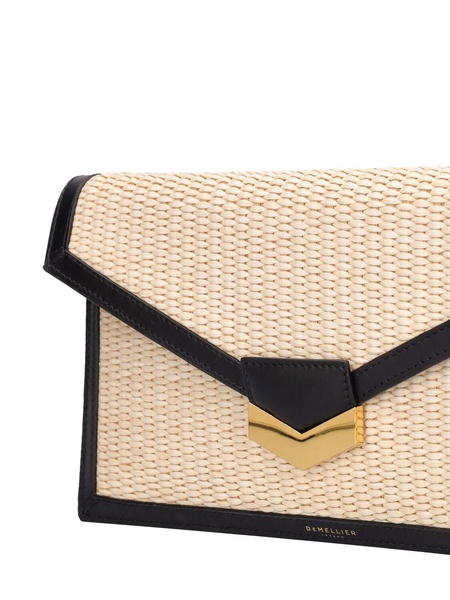 London raffia & smooth leather clutch