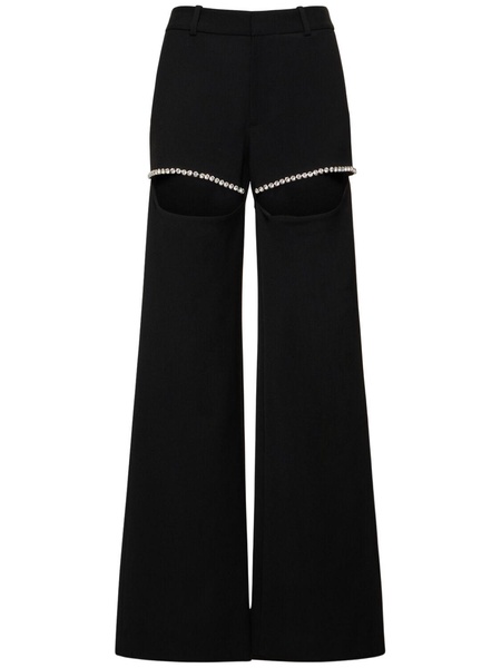 Embellished wool wide pants