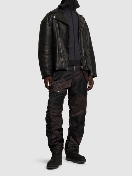 Detachable patchwork nylon cargo pants