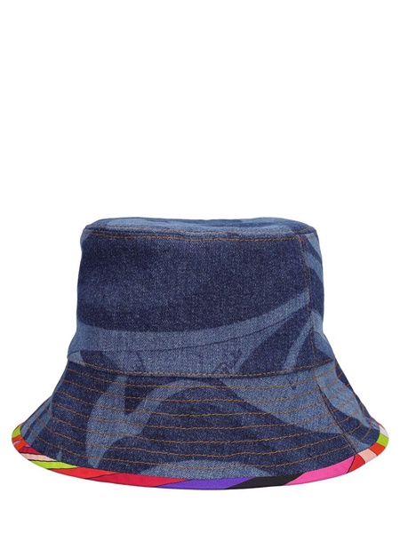 Lasered denim bucket hat