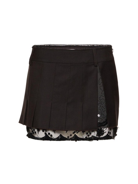 Brone wool mini skirt w/ tulle